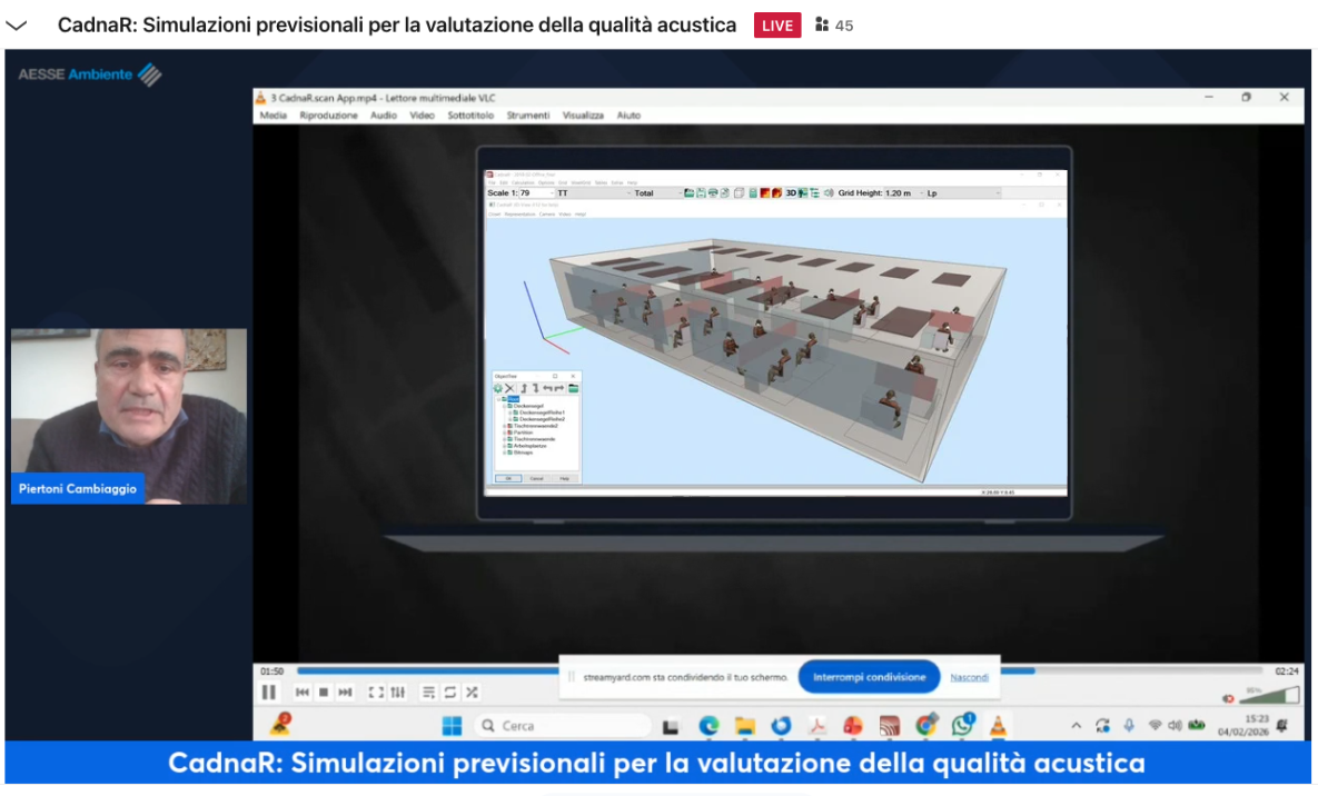 CadnaA: Simulazioni previsionali per la valutazione della qualità acustica delle sale