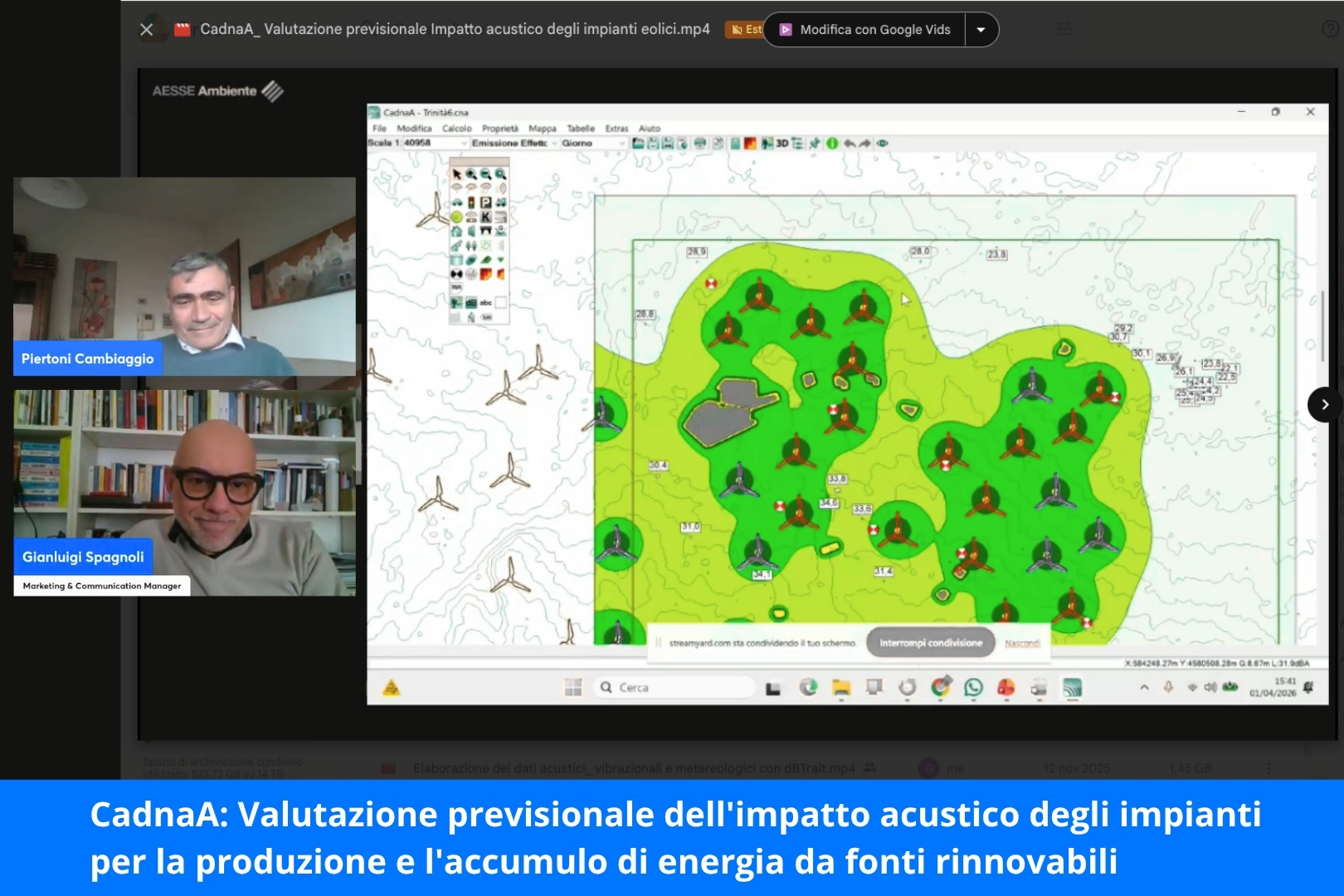 CadnaA: Valutazione previsionale dell'impatto acustico degli impianti per la produzione e l'accumulo di energia da fonti rinnovabili